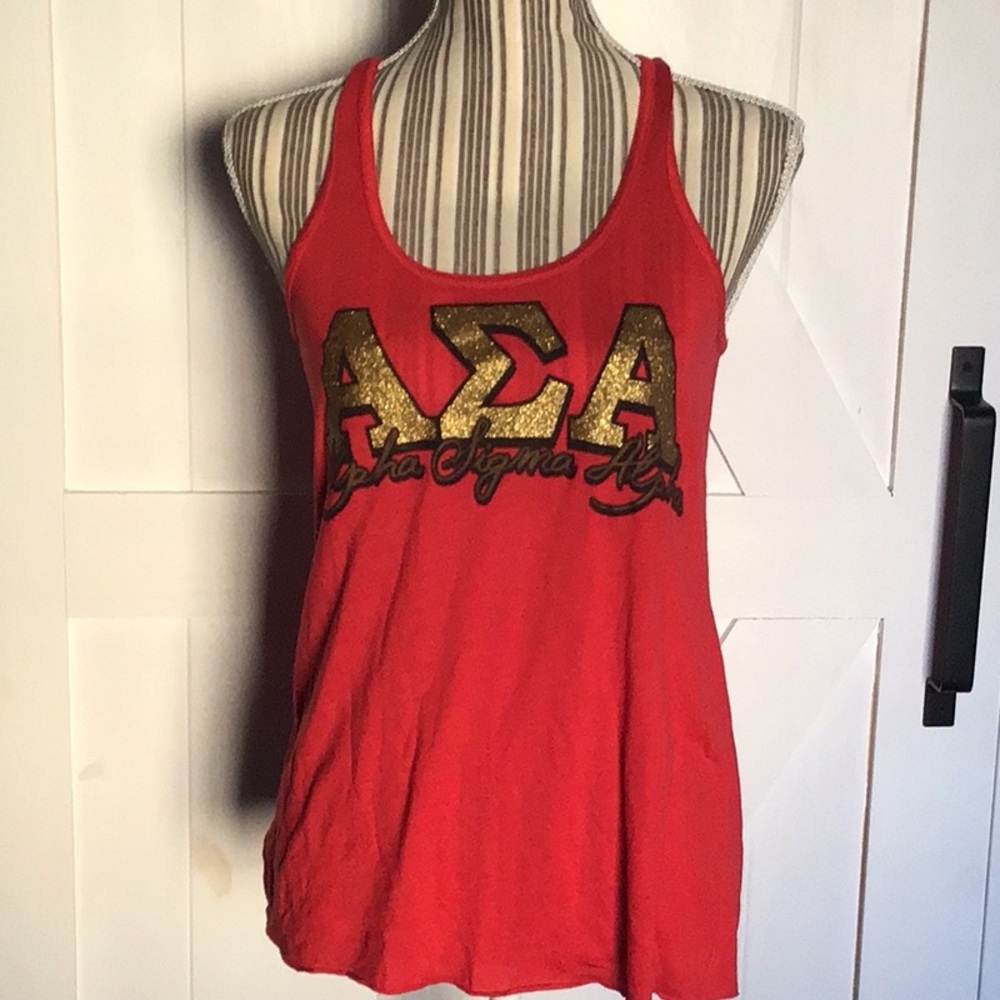 Alpha sigma alpha ΑΣΑ Bella canvas tank red and gold